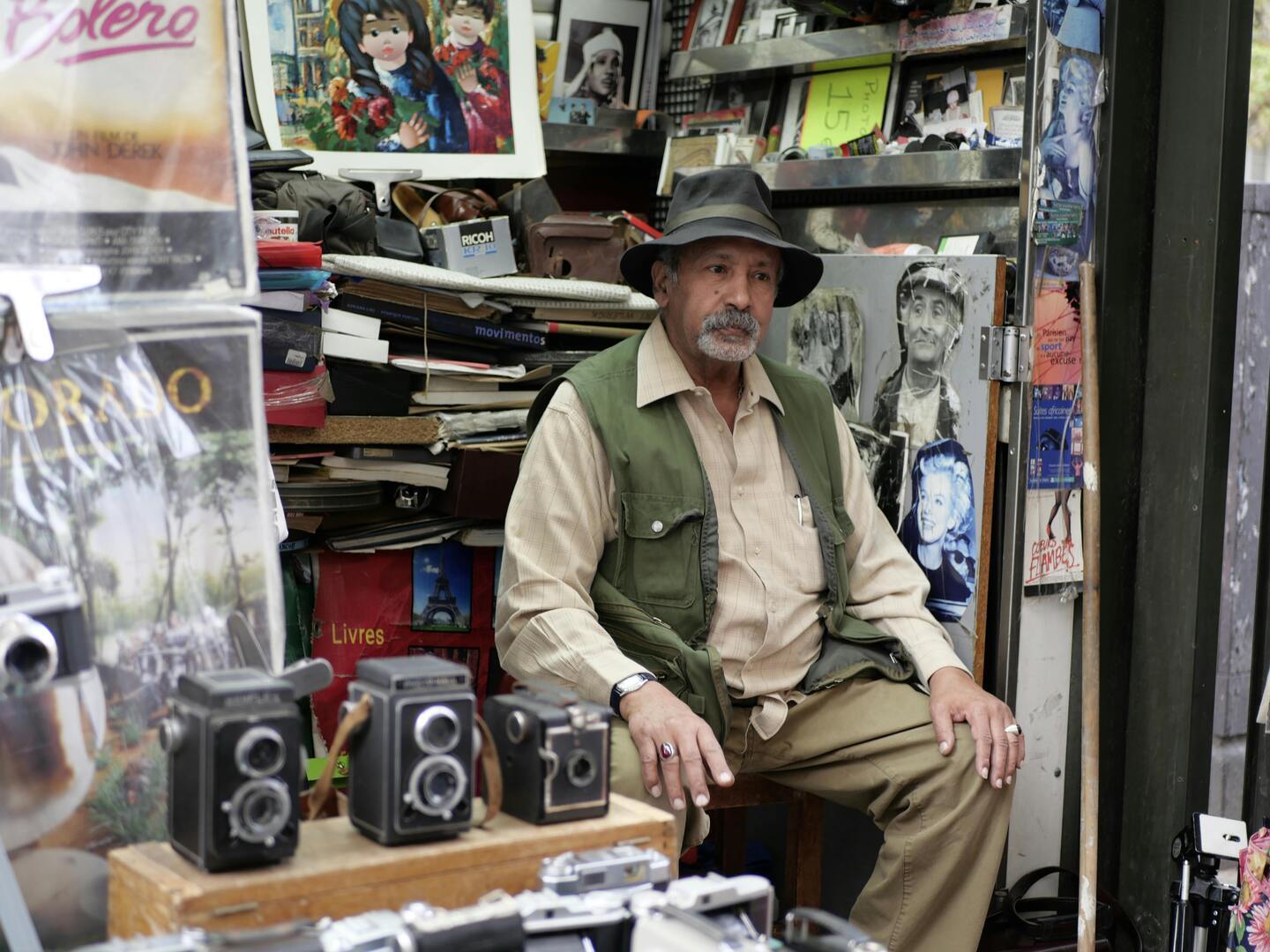 Man selling souvenirs on a market