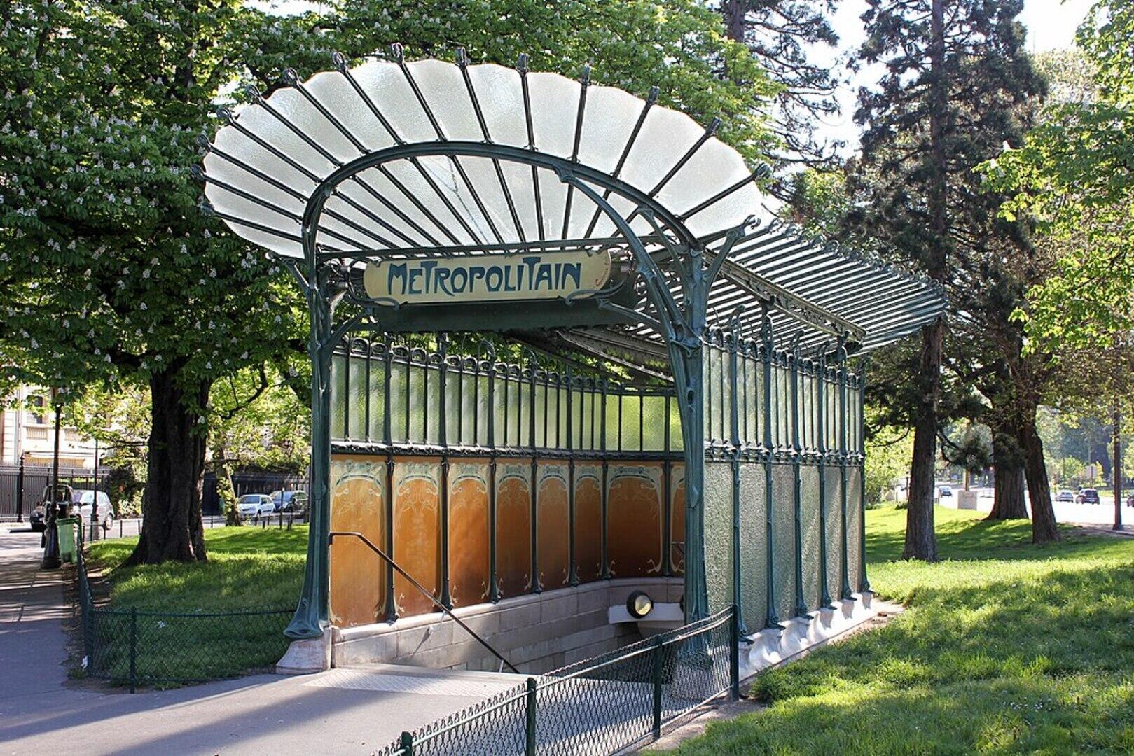 Iconic Art Nouveau Metro entrance by Hector Guimard