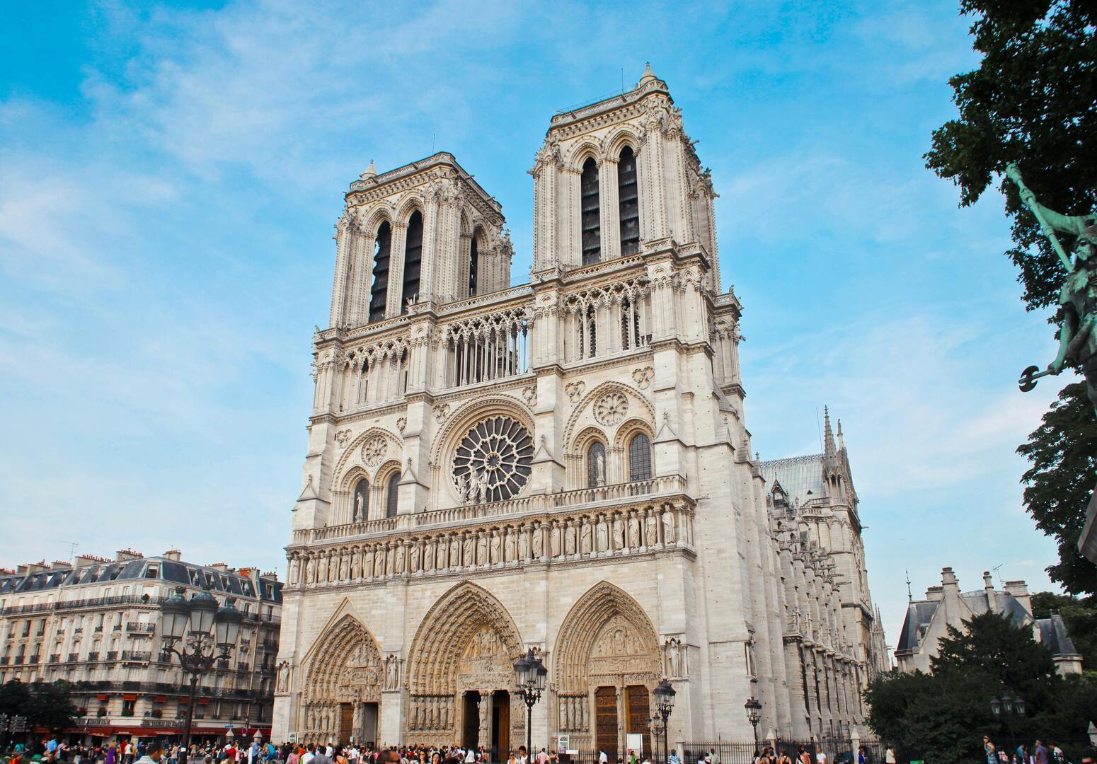 Notre-Dame de Paris cathedral with its iconic Gothic architecture and twin towers