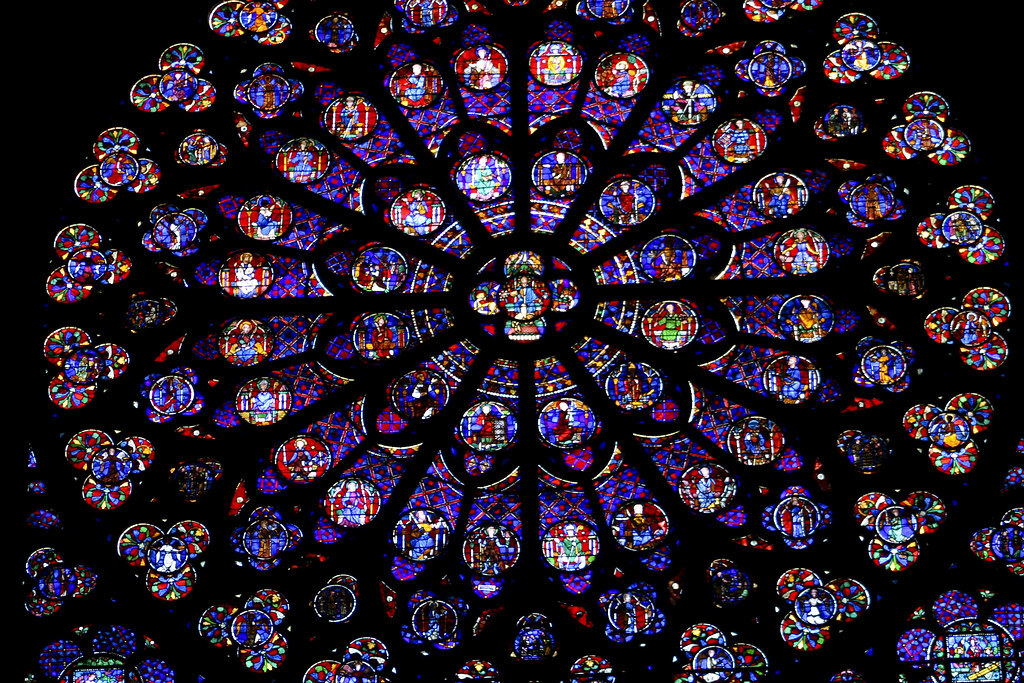 Notre Dame's rose window Notre Dame Cathedral's famous rose window with vibrant stained glass