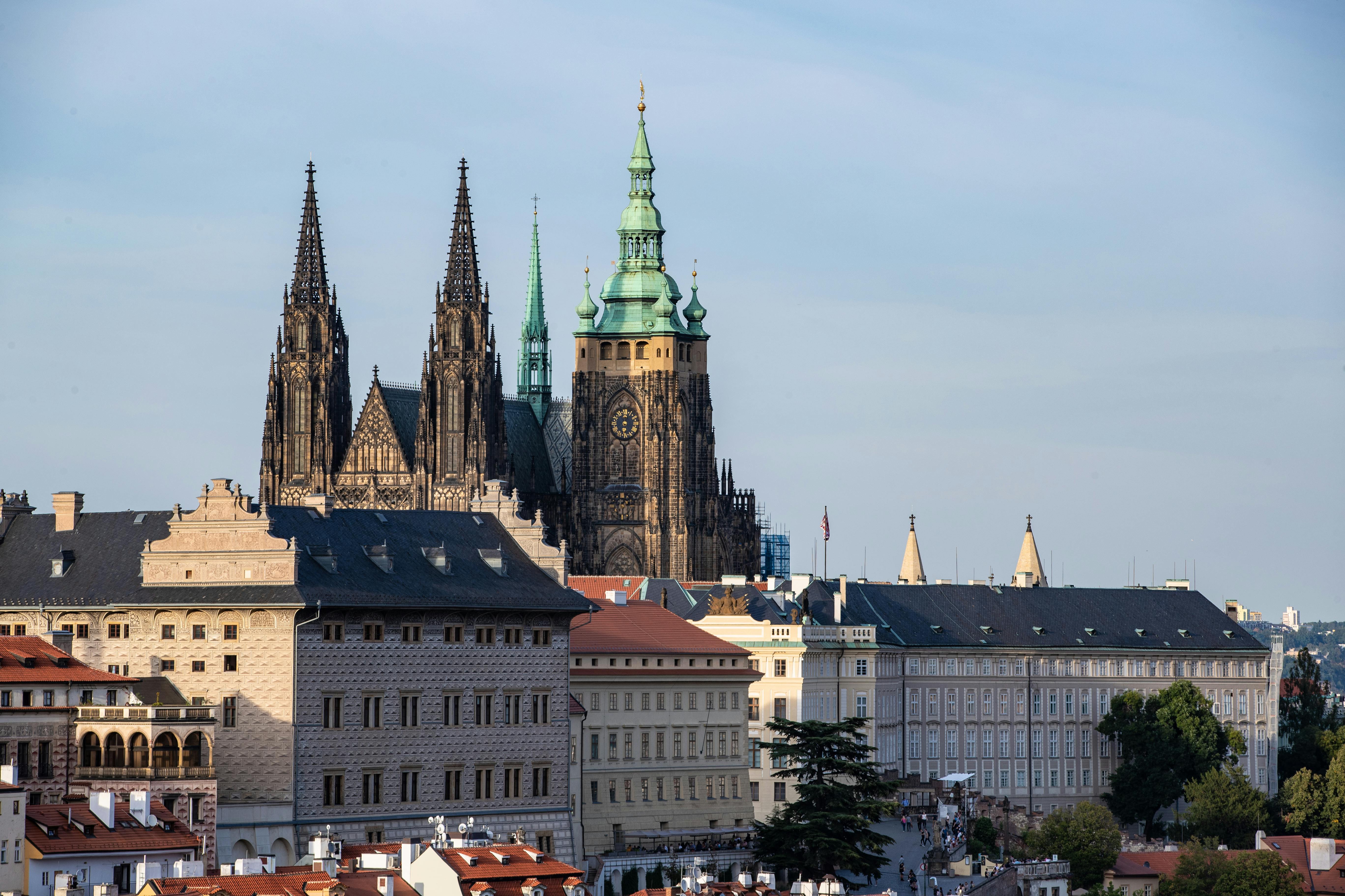 Prague Castle courtyards at night